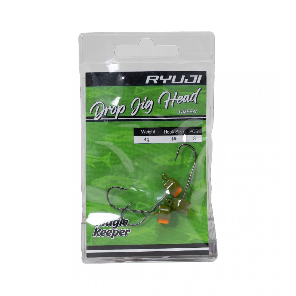RYUJI DROP JIGHEAD GREEN 4GR IGNE NO:1 (3 ADET)    	