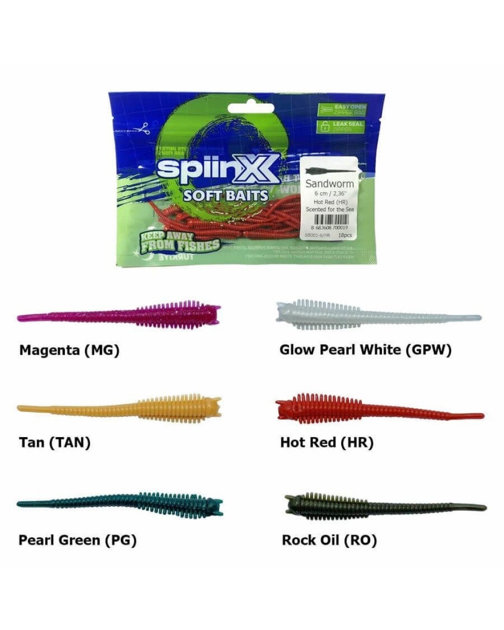 Spiinx Soft Baits Sandworm 6 Cm Kokulu Silikon Yem