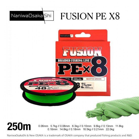 NANIWAOSAKASHI FUSION 8X 250MT  MANTIS GREEN
