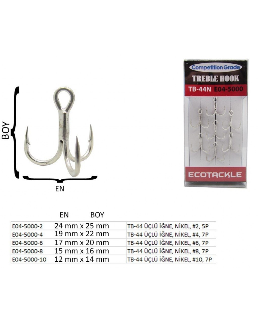TB-44 ÜÇLÜ IGNE, NIKEL, #2, 5P