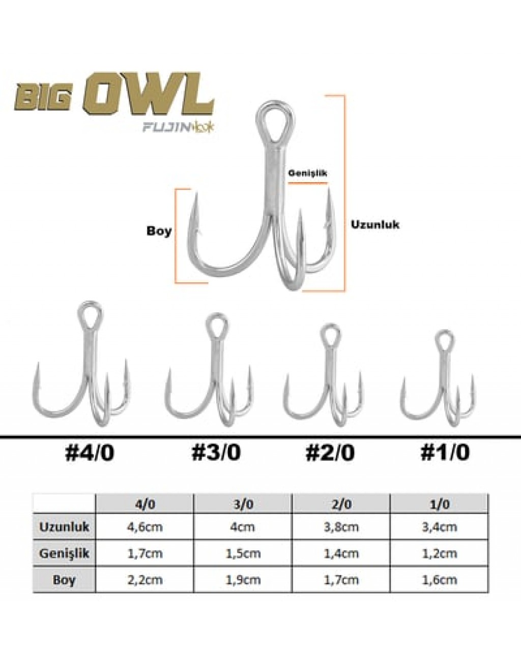 Fujin Big OWL #3/0 Üçlü Kanca Fujin Big OWL #3/0 Üçlü Kanca