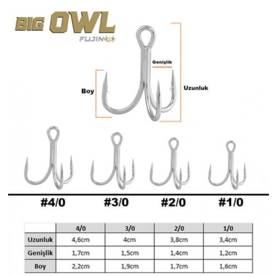 Fujin Big OWL #3/0 Üçlü Kanca	