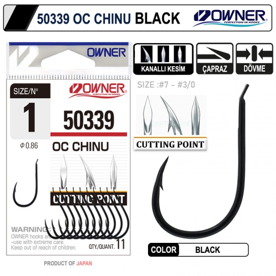 Owner 50339 Cut Chinu Black Igne no 1/0