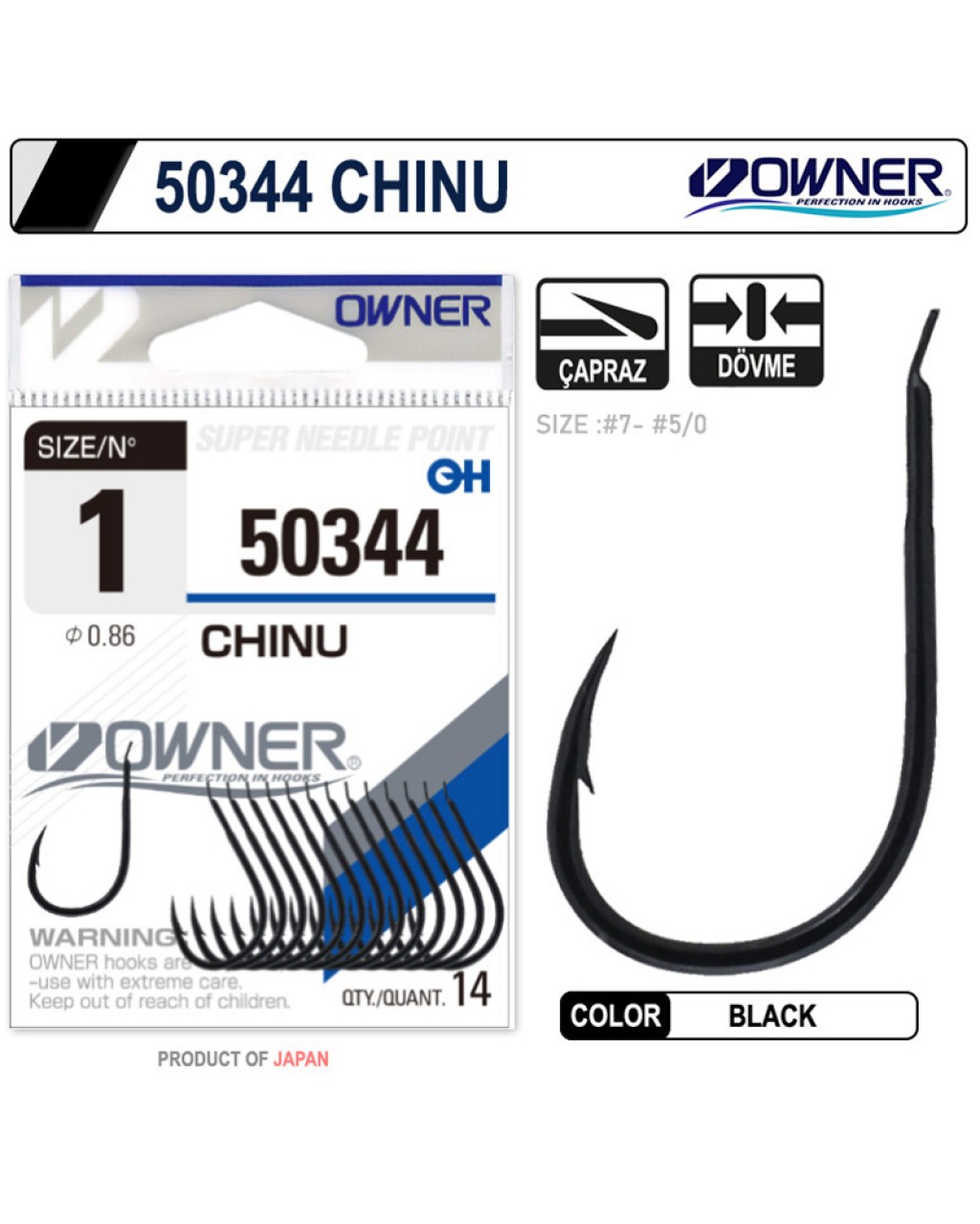 Owner 50344 Chinu Black Igne no 1/0