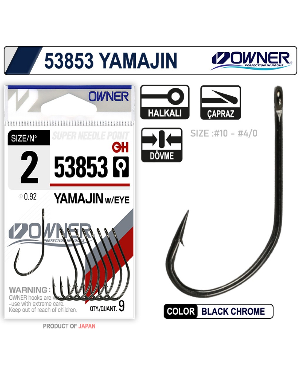 Owner 53853 Yamajin With Eye Black Chrome Igne no:1/0