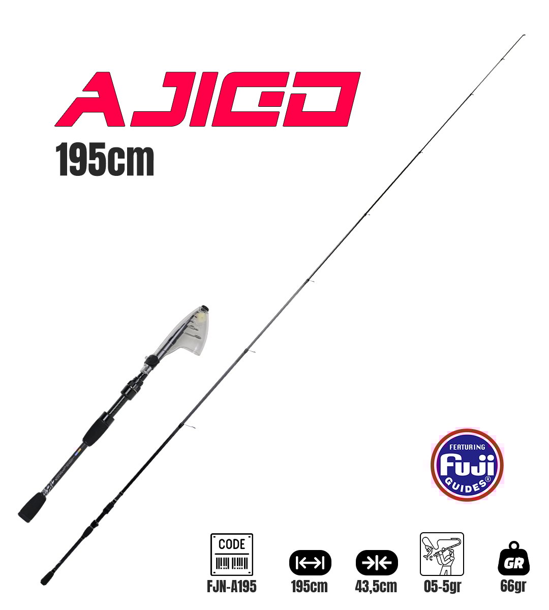 Fujin Ajigo 195Cm 05-5Gr Teleskopik LRF Kamisi - 8682118535357