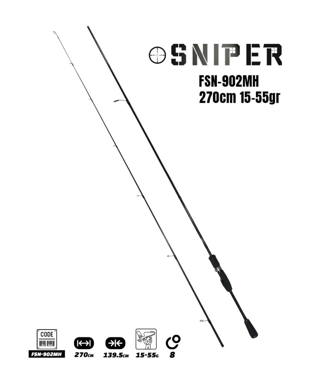 Fujin Sniper 270Cm 15-55Gr Spin Kamışı Fujin Sniper 270Cm 15-55Gr Spin Kamışı