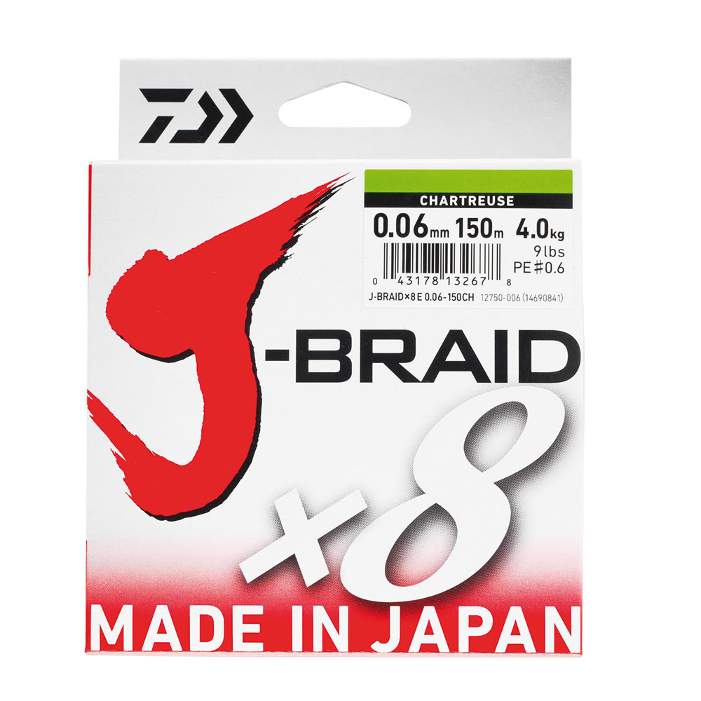 DAIWA JBRAID 8B 150M, 0,18MM CHARTREUSE IP MISINA    	