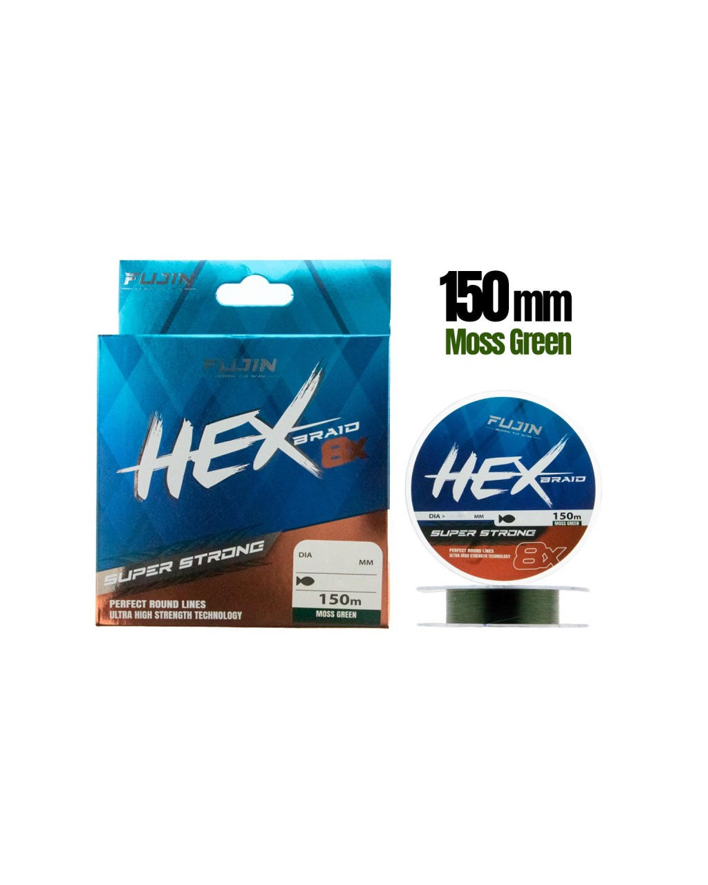 Fujin Hex 8X 150Mt. 0.14mm Moss green Pe Line	