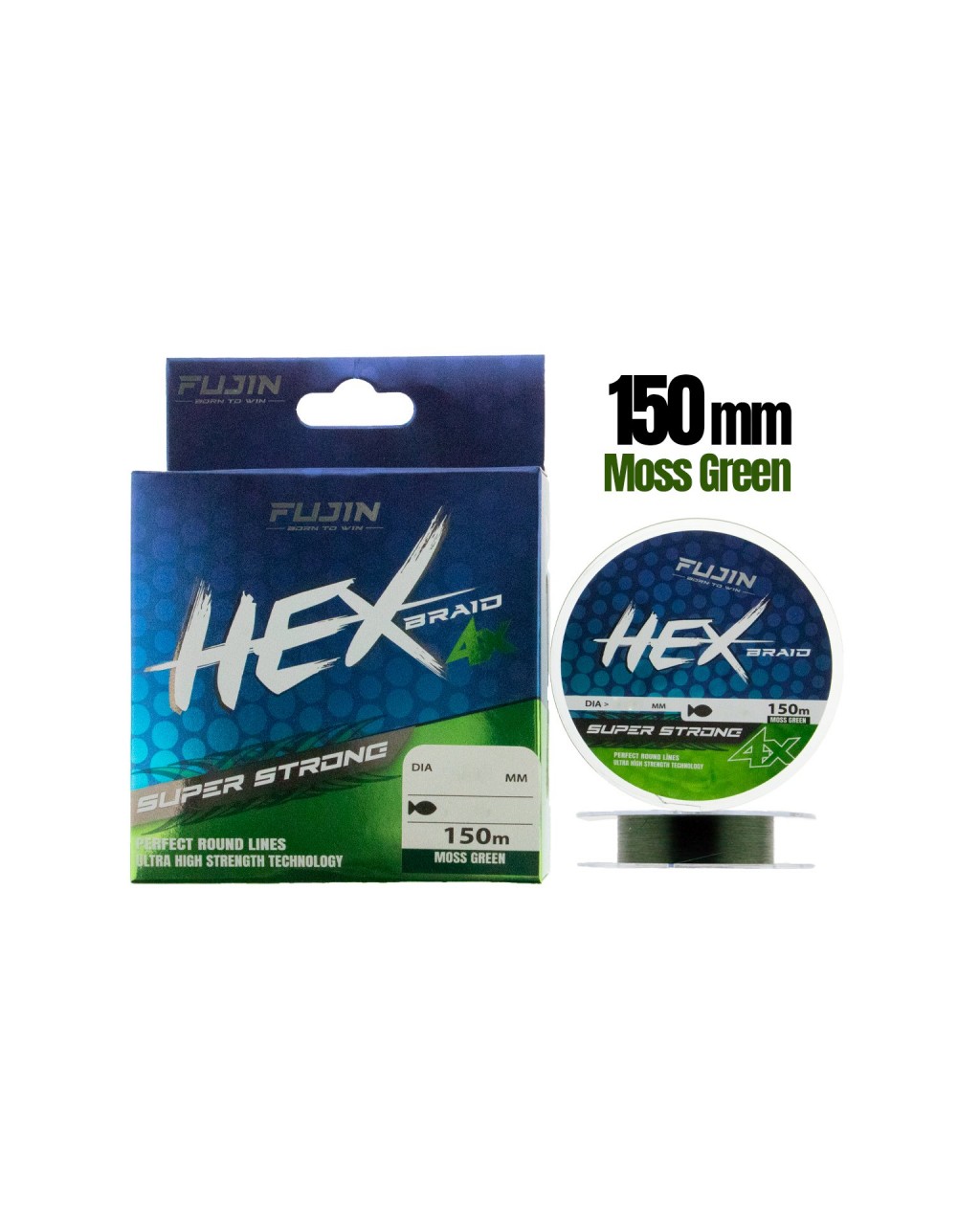 Fujin Hex Braid 4X 150Mt Moss Green PE Ip Misina 0.14
