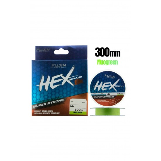 Fujin Hex 8X 300Mt. 0.10Mm Fluo Green Pe Line