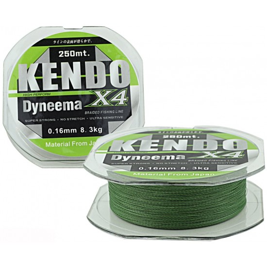 Kendo Dynema 4 Örgü 250Mt (Green) 0,14 Mm