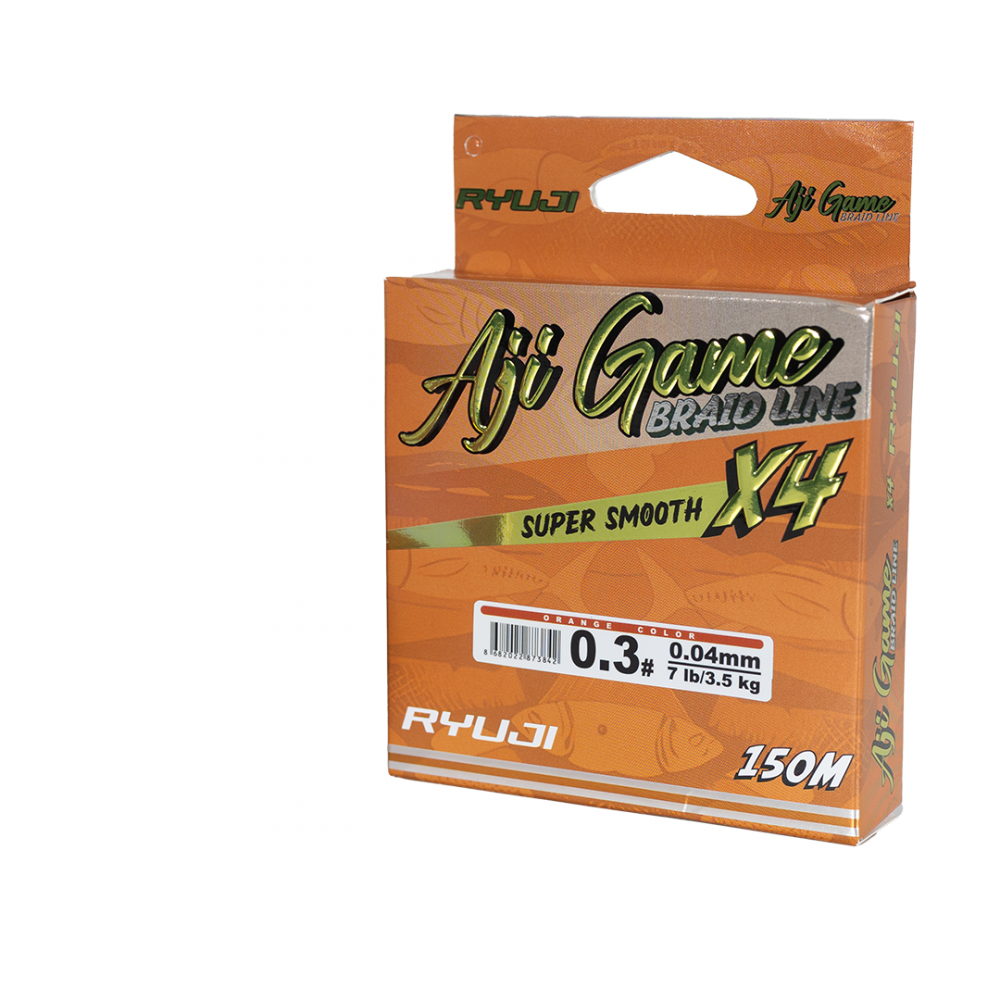 RYUJI AJI GAME 4X, 0.03MM 150M, ORANGE IP MISINA    	