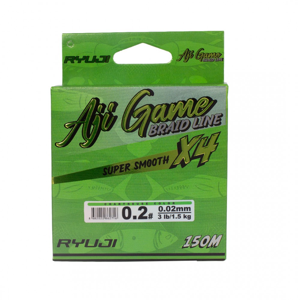 RYUJI AJI GAME 4X, 0.03MM 150M, CHARTREUSE IP MISINA    	