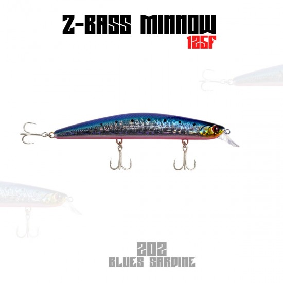 Fujin Z-Bass Minnow 125F 21Gr Maket Balik 202 Blues Sardine