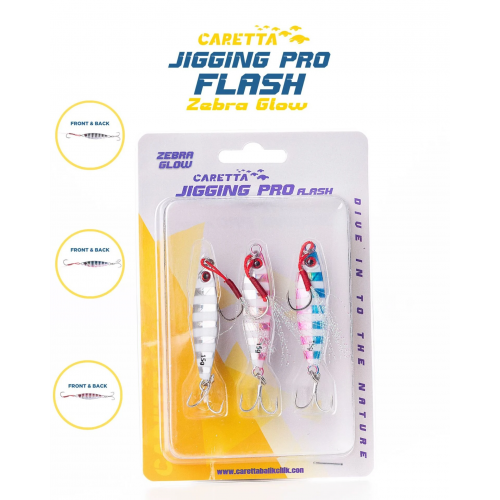 Caretta Jigging Pro Flash Jig Yem Zebra  Glow - 30 G Caretta Jigging Pro Flash Jig Yem Zebra  Glow - 30 G