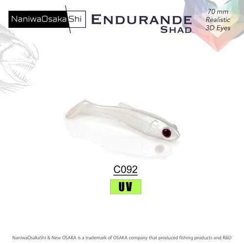 NANIWAOSAKASHI ENDURANDE SHAD 70MM C092 Pearl White NANIWAOSAKASHI ENDURANDE SHAD 70MM C092 Pearl White