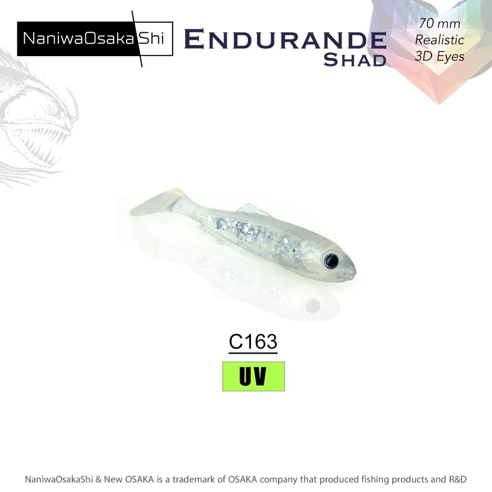 NANIWAOSAKASHI ENDURANDE SHAD 70MM C163 Ghost Silver NANIWAOSAKASHI ENDURANDE SHAD 70MM C163 Ghost Silver