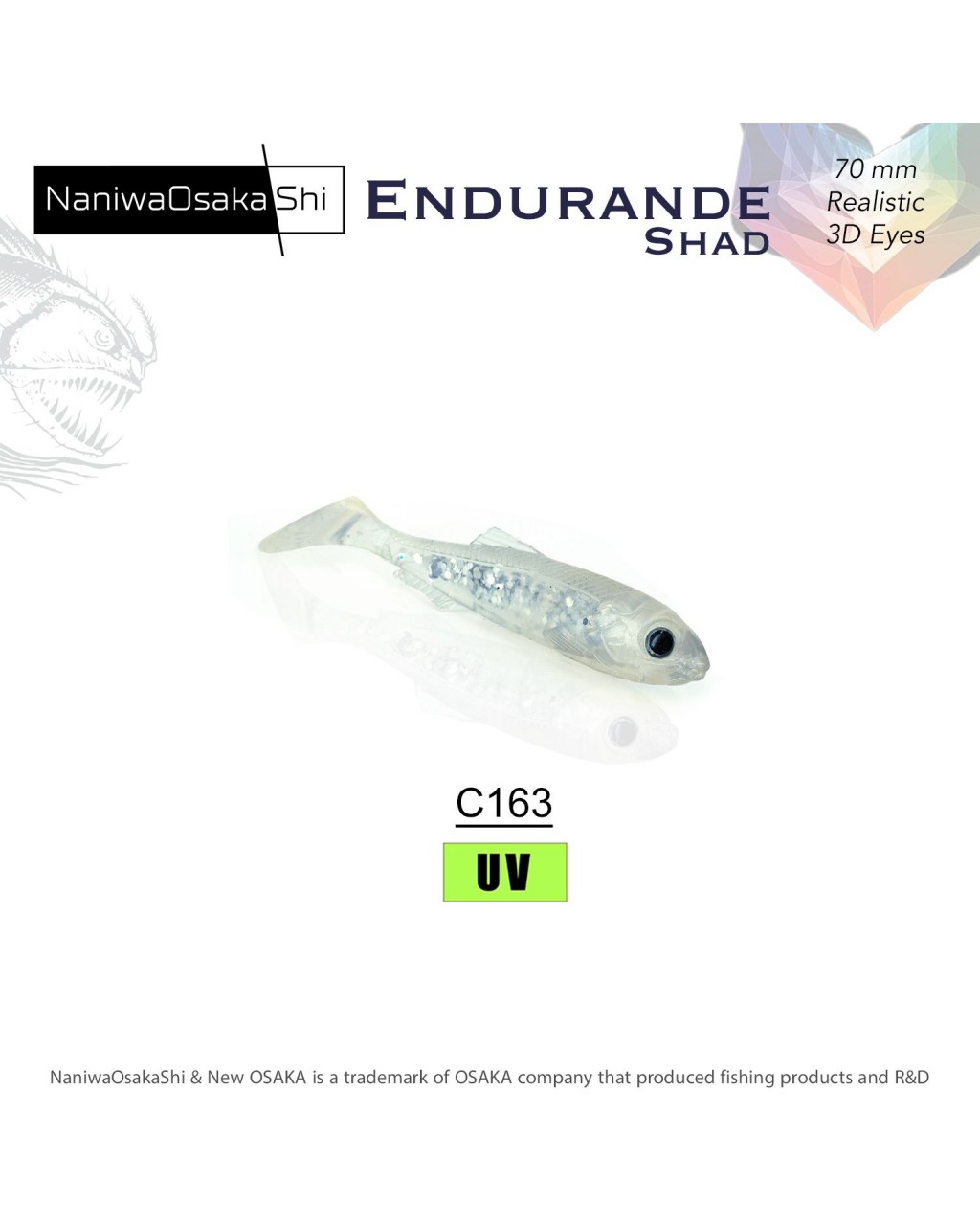 NANIWAOSAKASHI ENDURANDE SHAD 70MM C163 Ghost Silver NANIWAOSAKASHI ENDURANDE SHAD 70MM C163 Ghost Silver
