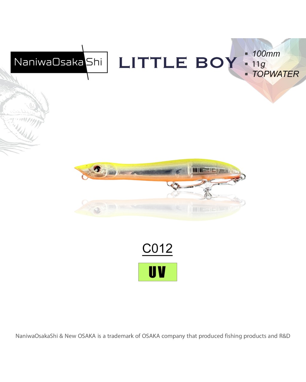 NANIWAOSAKASHI LITTLE BOY 100MM 11GR TOPWATER C012 NANIWAOSAKASHI LITTLE BOY 100MM 11GR TOPWATER C012