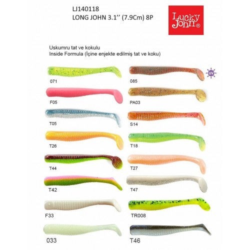 Lucky John Long John 3.1'' (7.87 Cm) 8P Silikon Yem T46 Lucky John Long John 3.1'' (7.87 Cm) 8P Silikon Yem T46